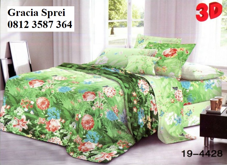 <p>Sprei Disperse Bunga Hijau dengan motif bunga-b